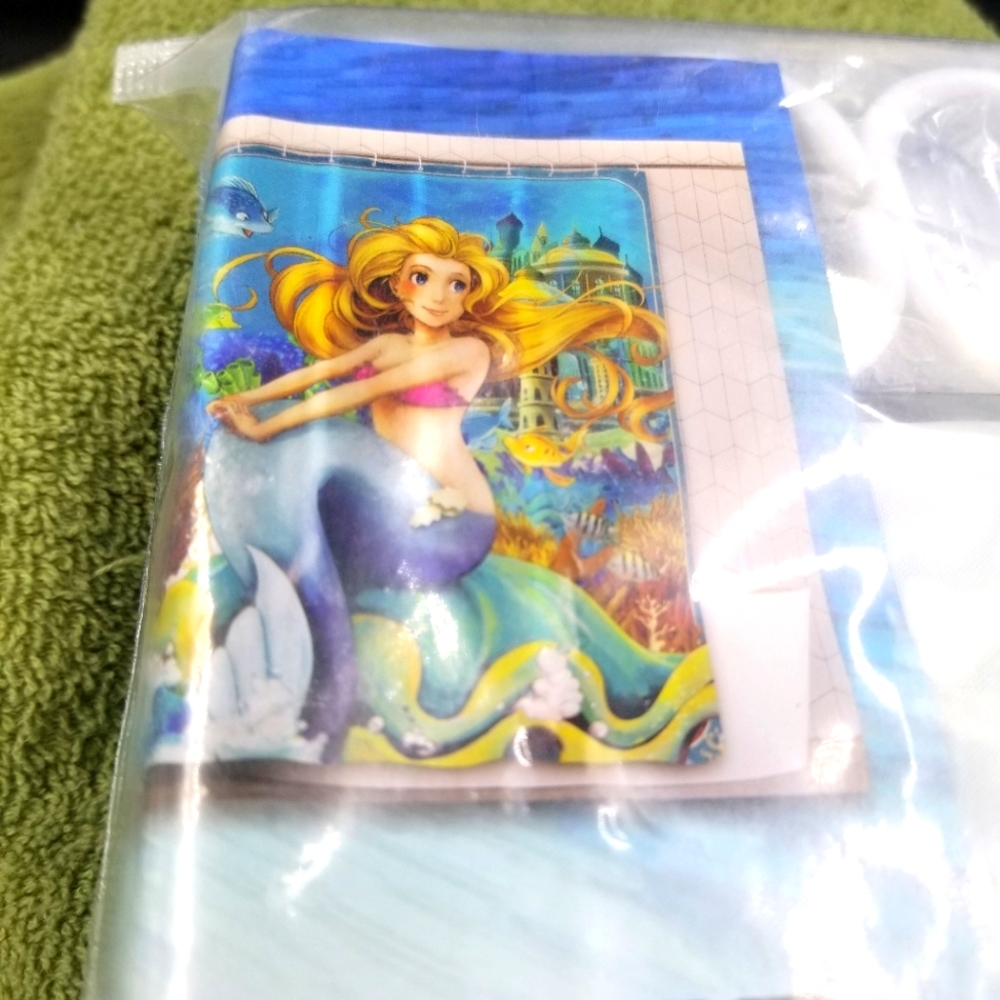 Mermaid Shower Curtain New with 12 White Hooks 72" x 72"โ